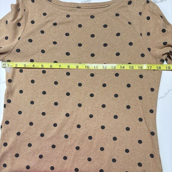 Land's End | Women’s Tan Black Polka Dot Boat Neck Cotton Sweater Top Size S - Picture 13 of 15